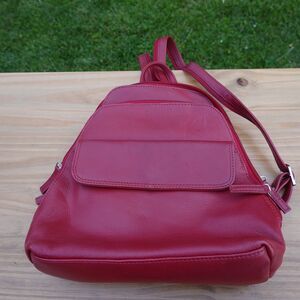 Red Leather Women's Backpack Red Bag Small Soft Genuine Leather